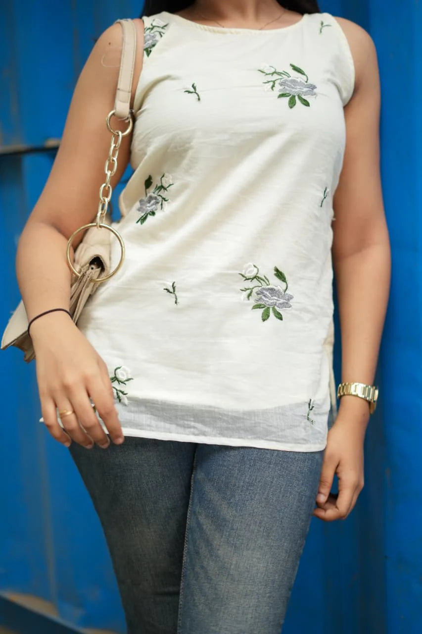 Sherin Series Elegant Mul Chanderi Casual Top