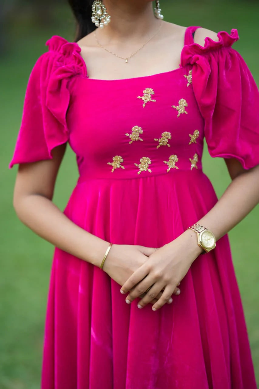 Charu Premium Velvet Partywear dress