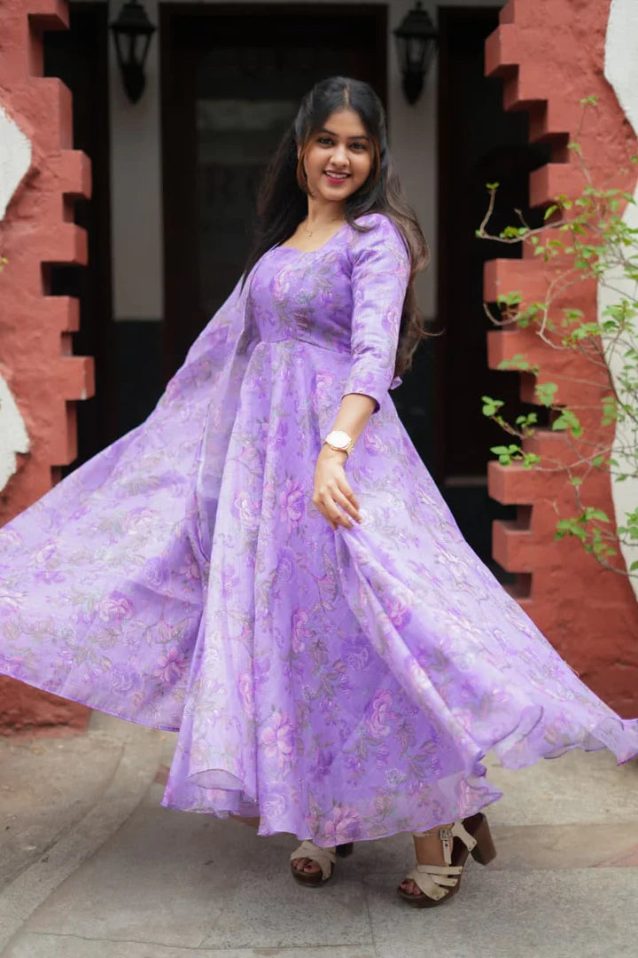 Reena Elegant Printed Linen Dress Set