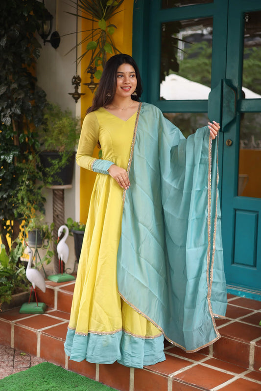 Idhalya Premium Mul Chanderi Anarkali