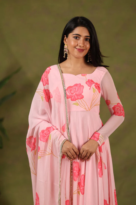 Rosy Floral Anarkali