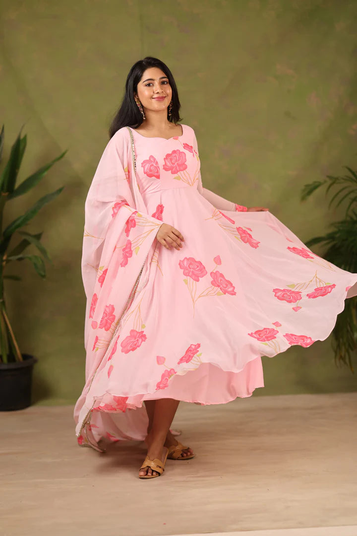 Rosy Floral Anarkali
