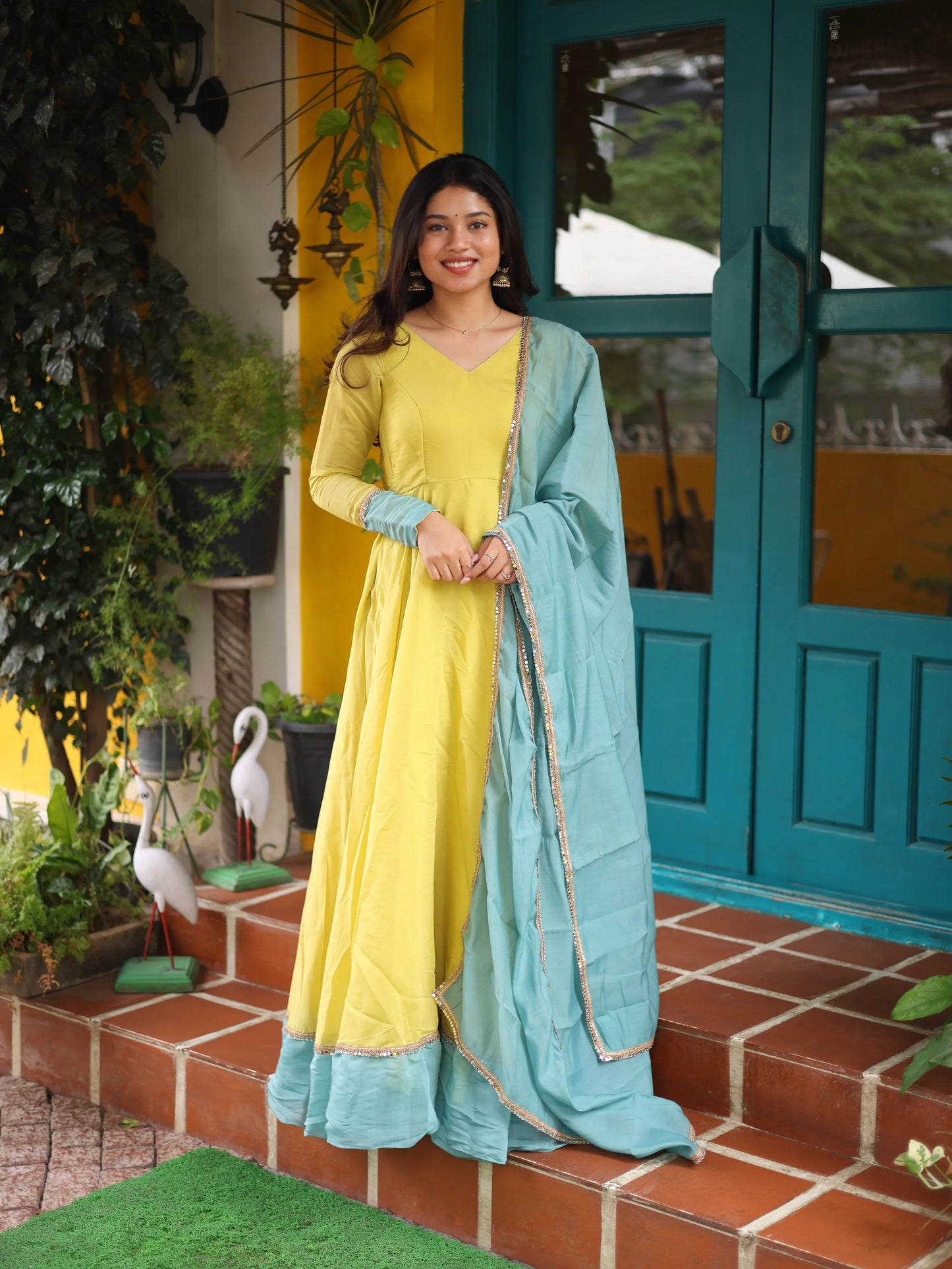 Idhalya Premium Mul Chanderi Anarkali