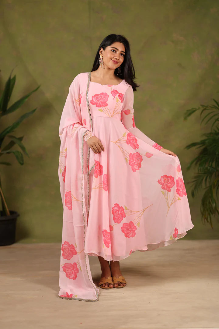 Rosy Floral Anarkali