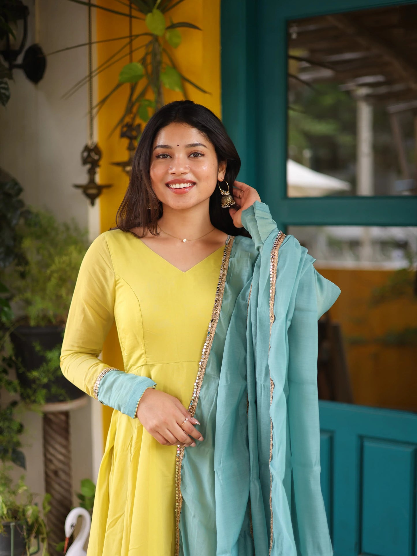 Idhalya Premium Mul Chanderi Anarkali