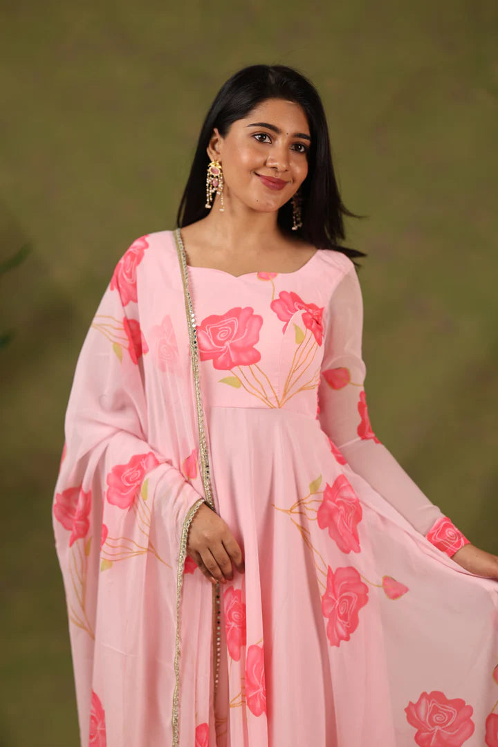 Rosy Floral Anarkali
