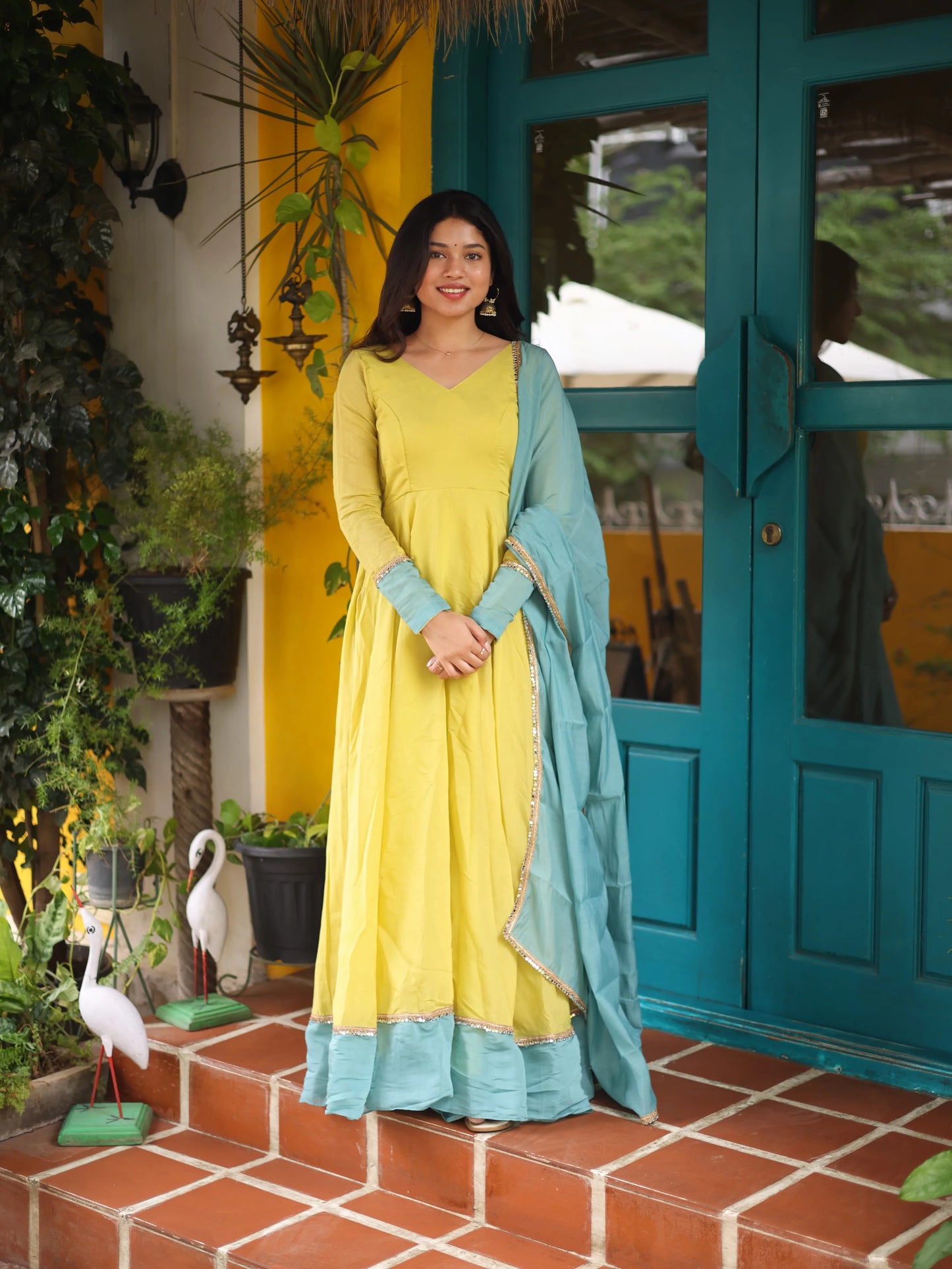Idhalya Premium Mul Chanderi Anarkali