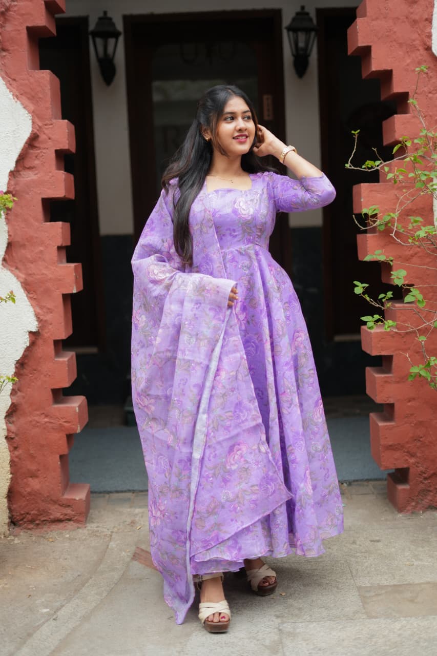 Reena Elegant Printed Linen Dress Set