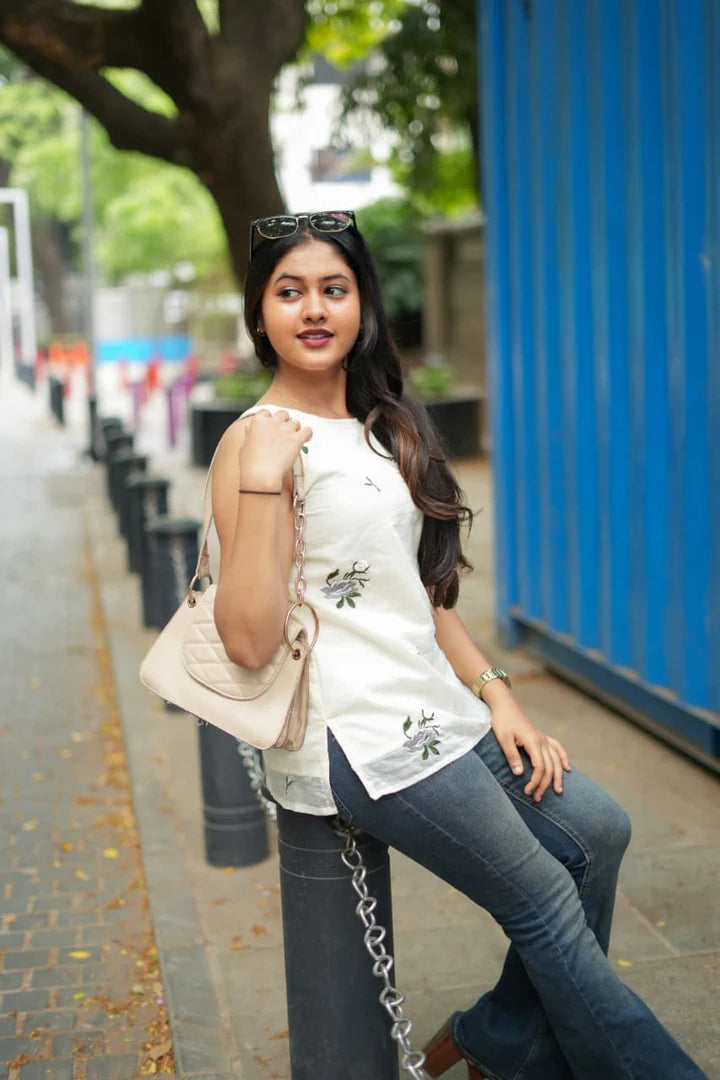 Sherin Series Elegant Mul Chanderi Casual Top