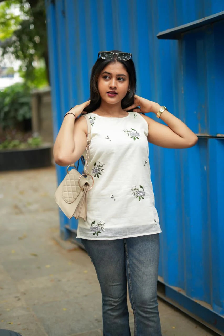 Sherin Series Elegant Mul Chanderi Casual Top