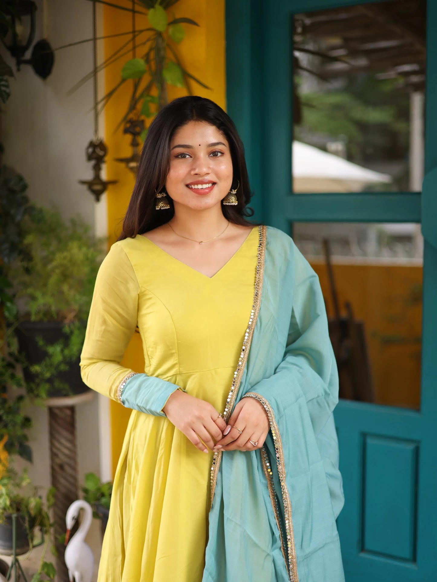 Idhalya Premium Mul Chanderi Anarkali