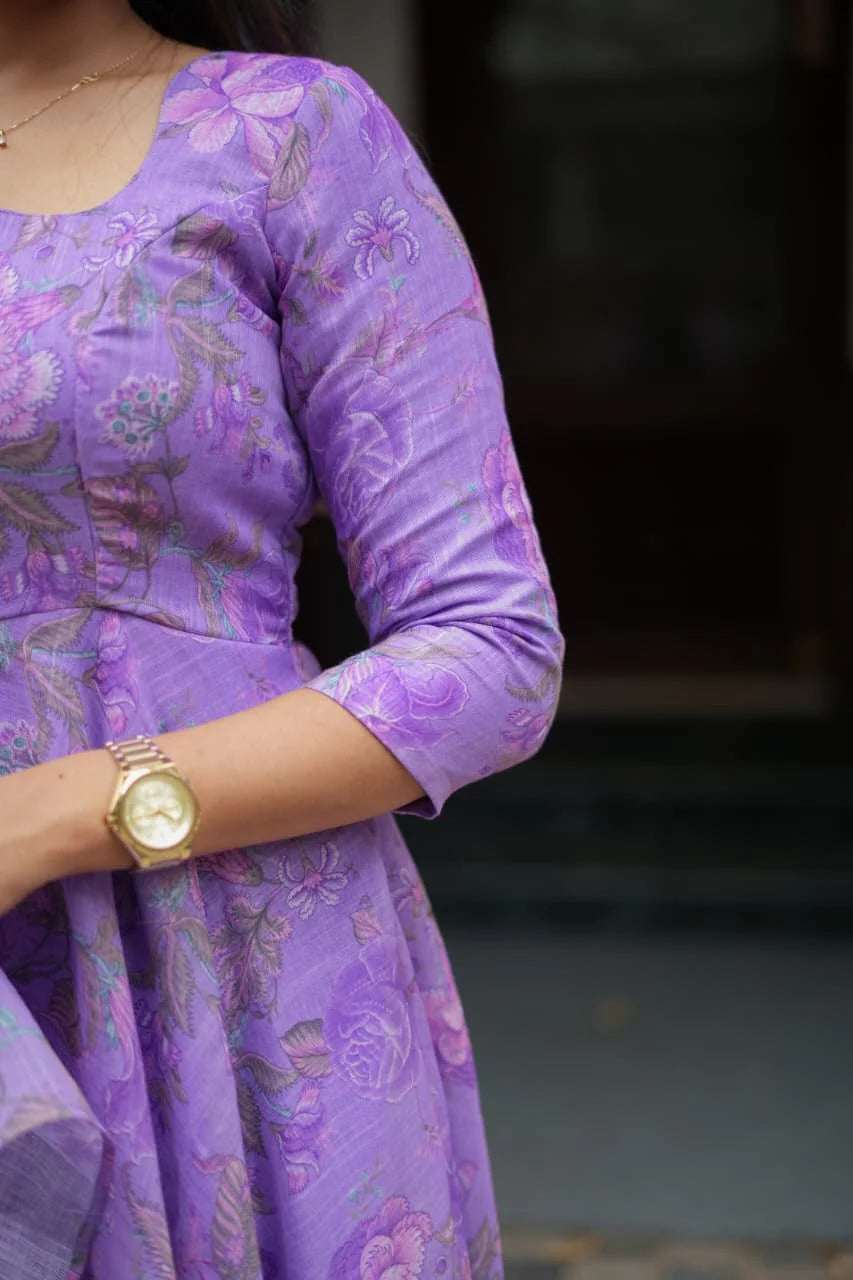 Reena Elegant Printed Linen Dress Set