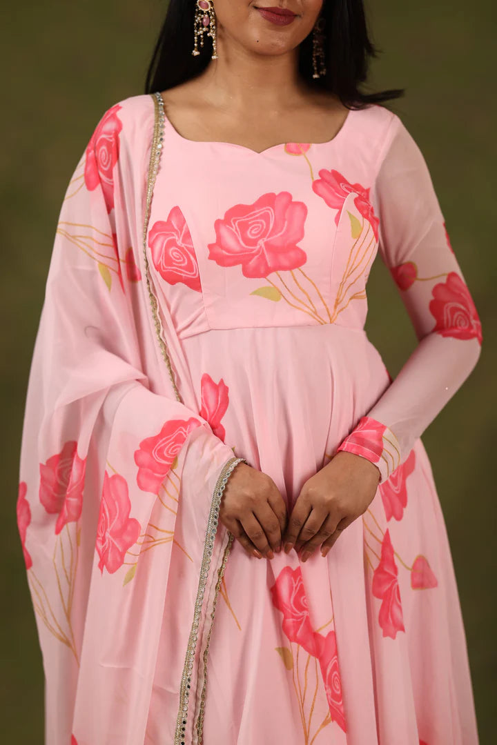 Rosy Floral Anarkali