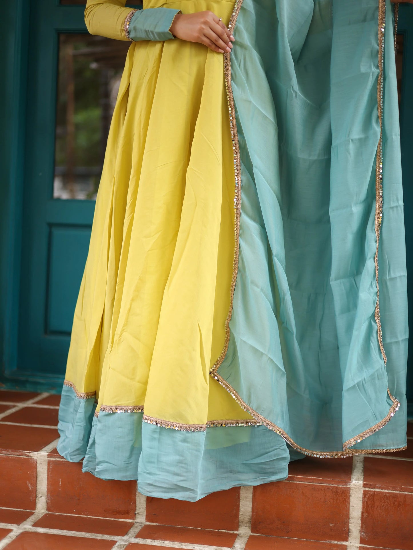 Idhalya Premium Mul Chanderi Anarkali